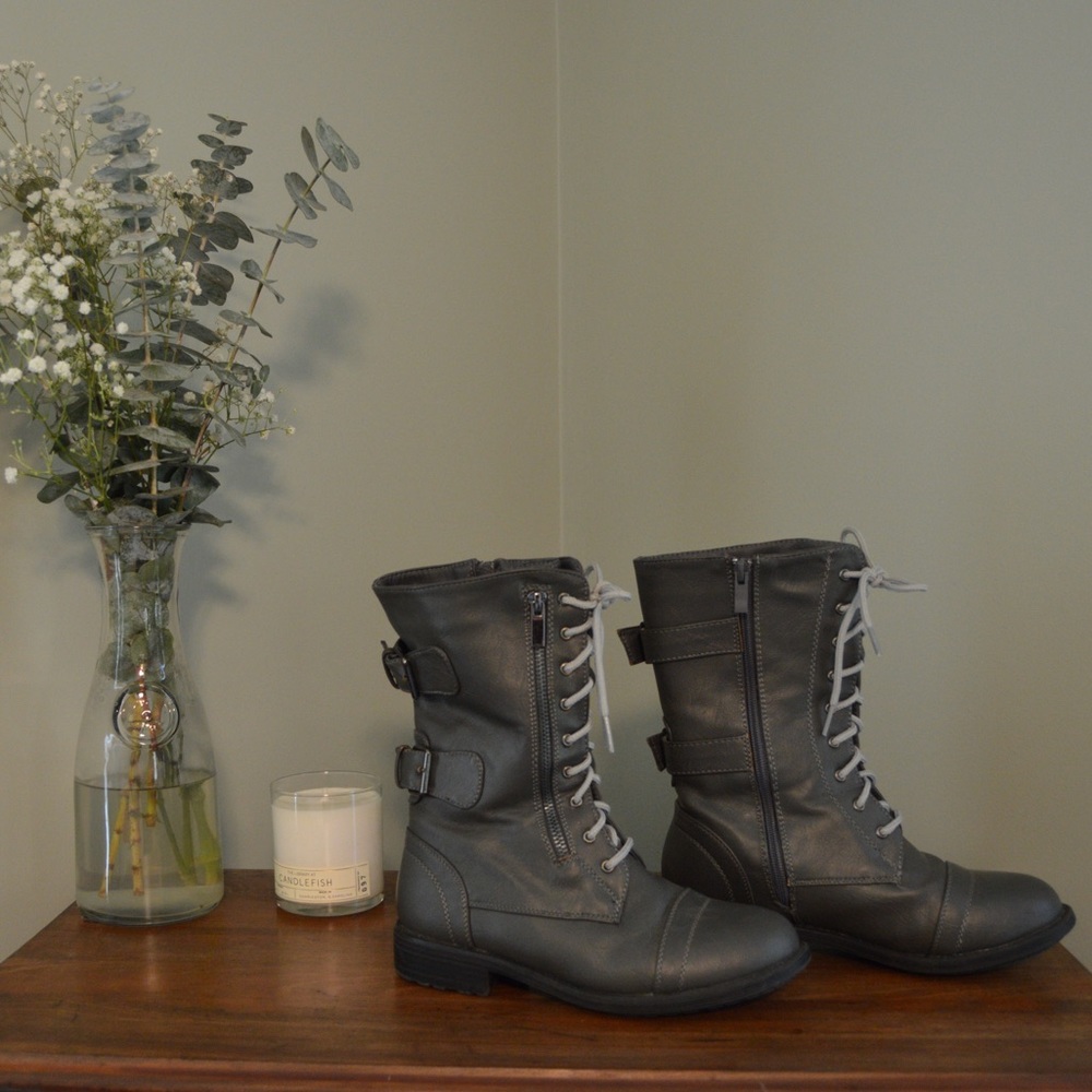 Top Moda Gray Moto Boots